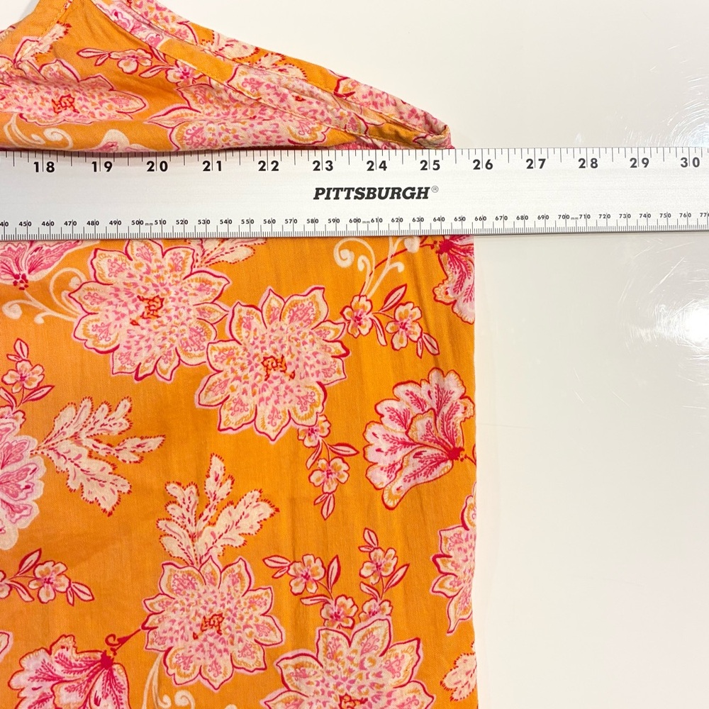 Old Navy Orange Floral A-Line Tie Straps Dress L Tropical Vacay Summer Resort - Picture 7 of 8